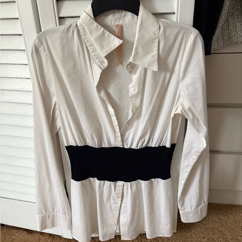 Elegant White and Black Women's Top